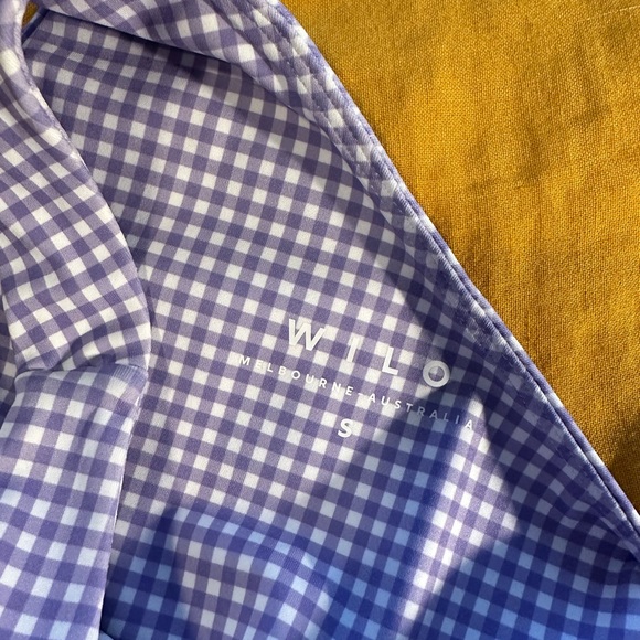 Checkered, one shoulder athletic purple top! - Picture 3 of 4